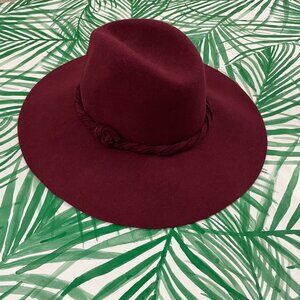 Free People Wine Red Wool Felt Floppy Wide Brim Hat